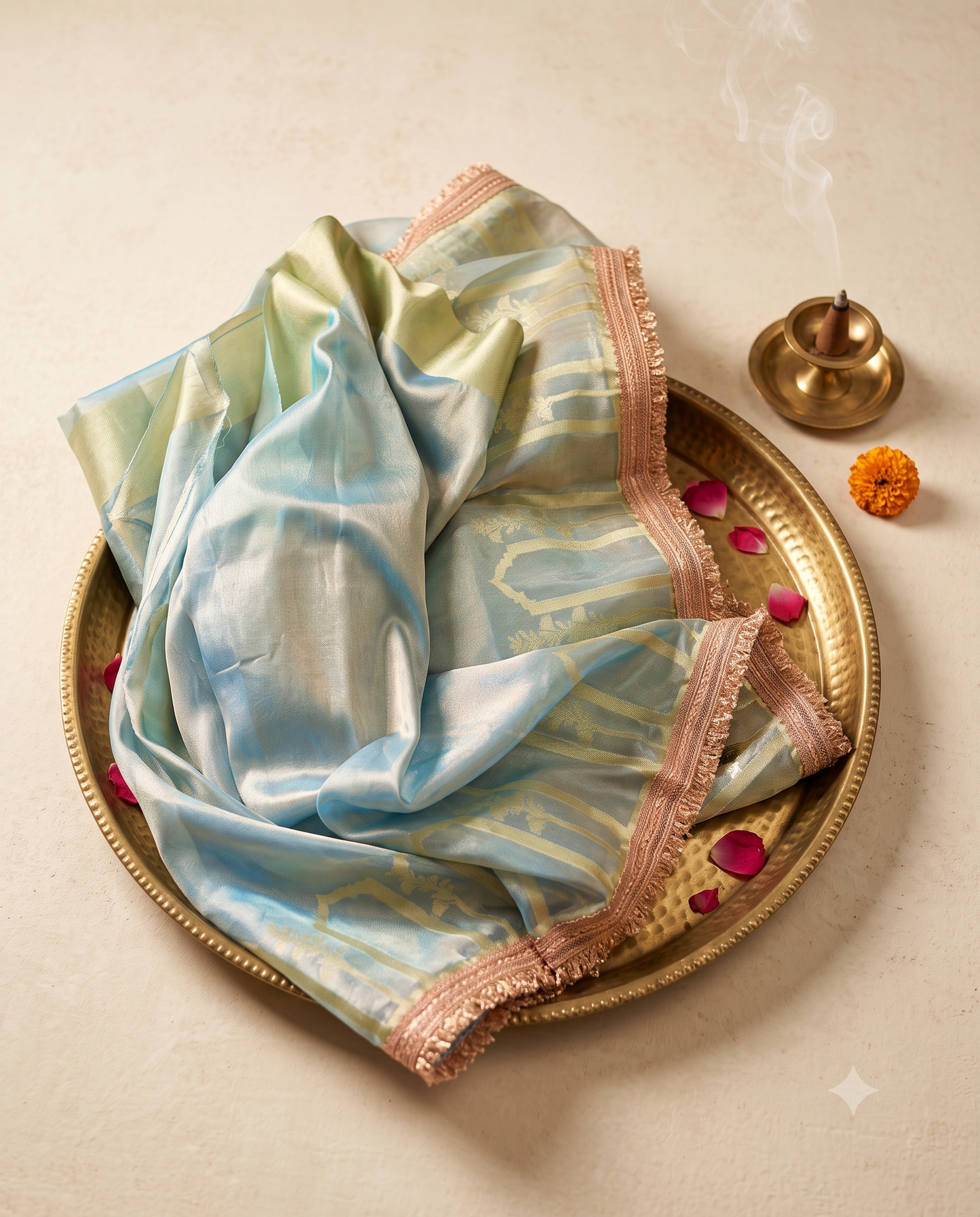 Sky Blue Banarasi Tissue Silk Saree