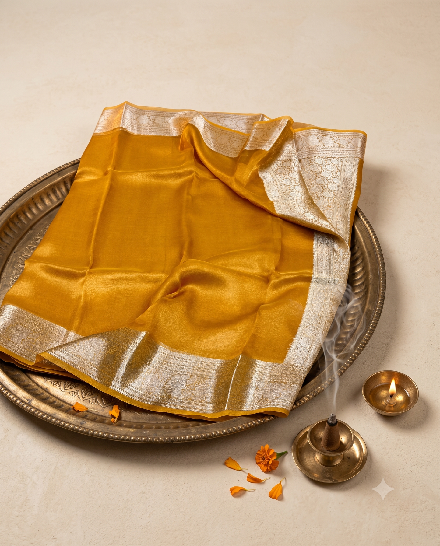 Mustard Yellow Tissue Silk