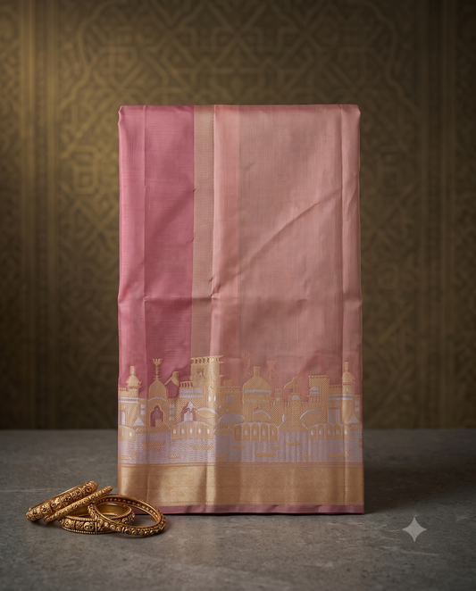 Light Pink Banarasi Soft Silk