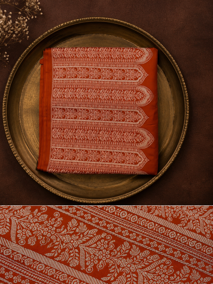 Orange Banarasi katan silk
