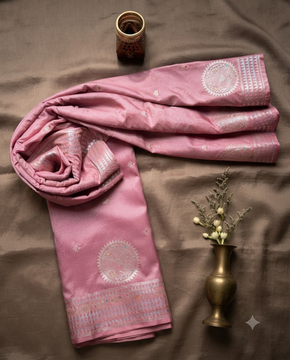 Light Pink Banarasi Raw Mango Silk