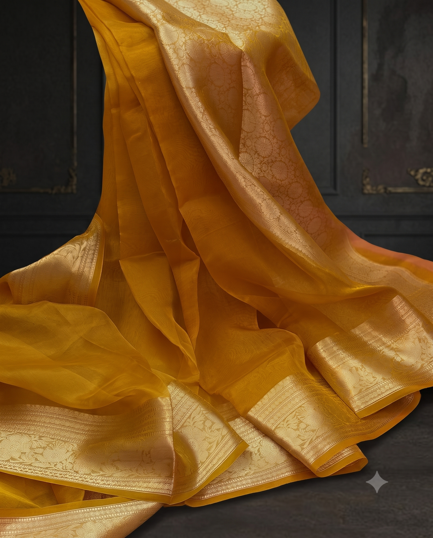 Mustard Yellow Tissue Silk