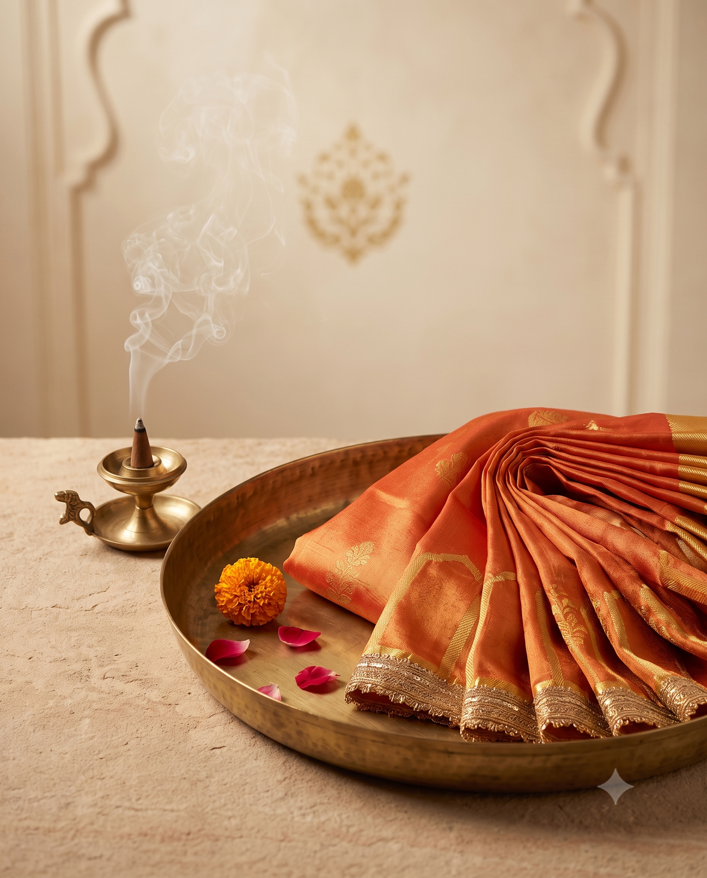 Golden Yellow Banarasi tissue silk saree