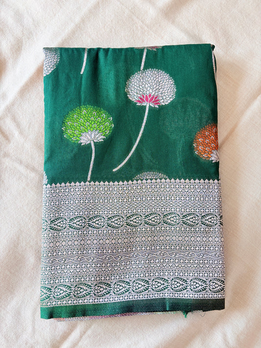 Green Banarasi chiffon silk saree