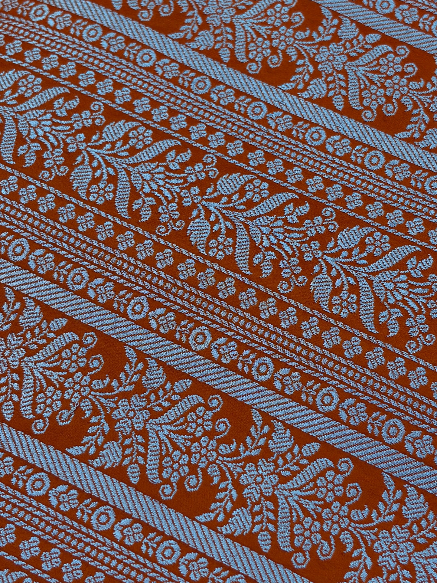 Orange Banarasi katan silk