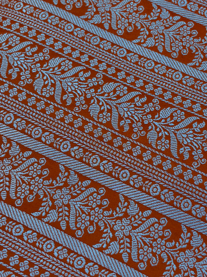 Orange Banarasi katan silk