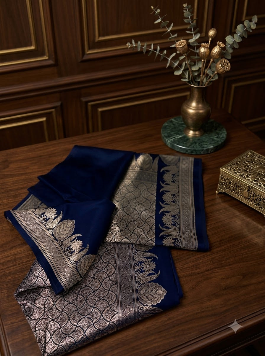 Royal Blue Banarasi Mashru Silk Saree