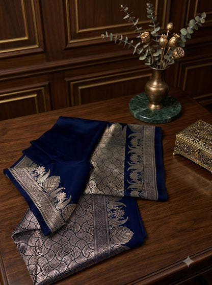 Royal Blue Banarasi Mashru Silk Saree
