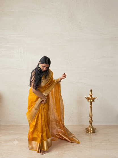 Mustard Yellow Tissue Silk