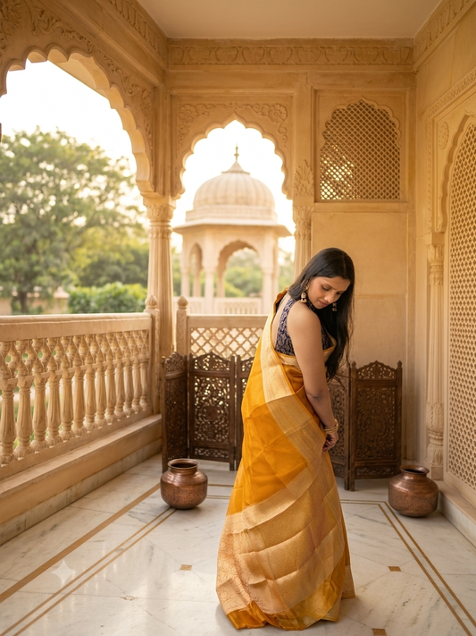 Mustard Yellow Tissue Silk