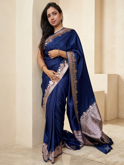 Royal Blue Banarasi Mashru Silk Saree