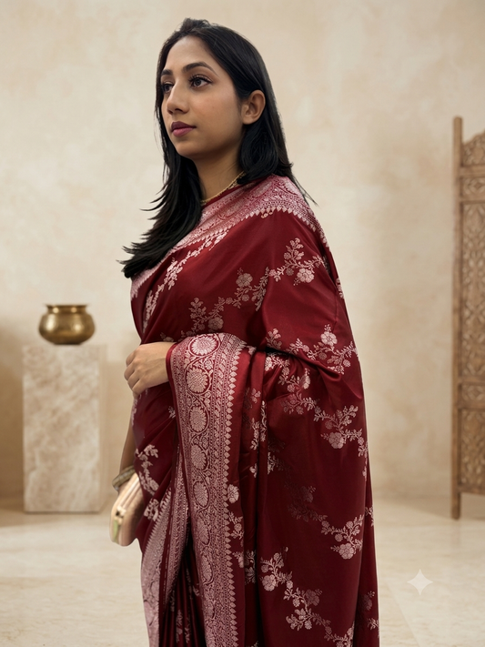 Maroon Banarasi Mashru Silk