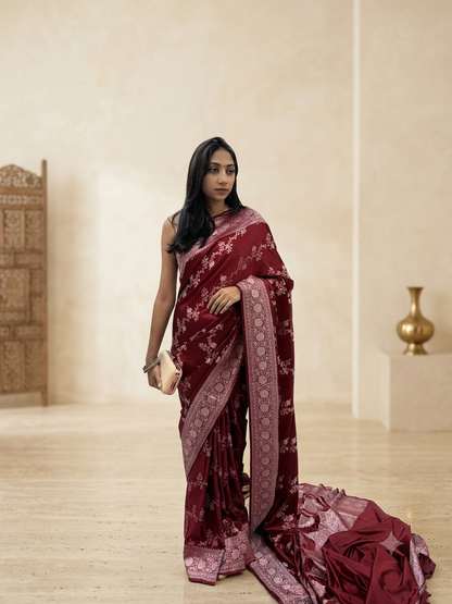 Maroon Banarasi Mashru Silk