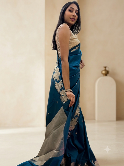 Royal Blue Banarasi Katan Silk Saree