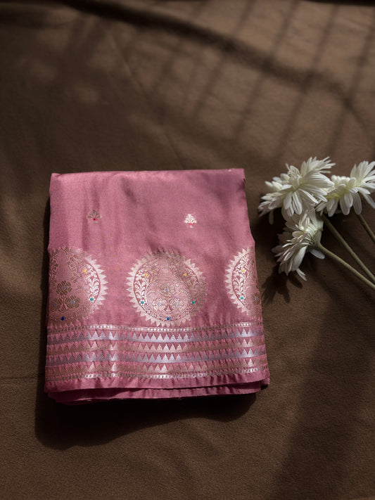 Light Pink Banarasi Raw Mango Silk