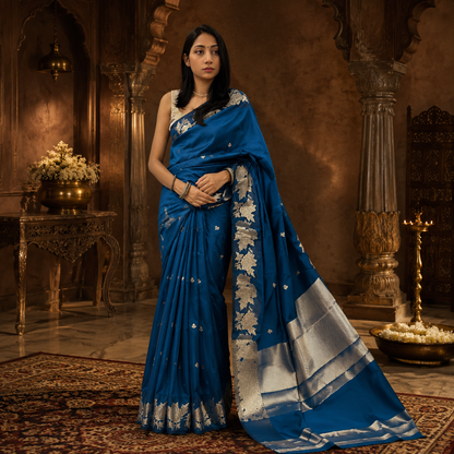 Royal Blue Banarasi Katan Silk Saree